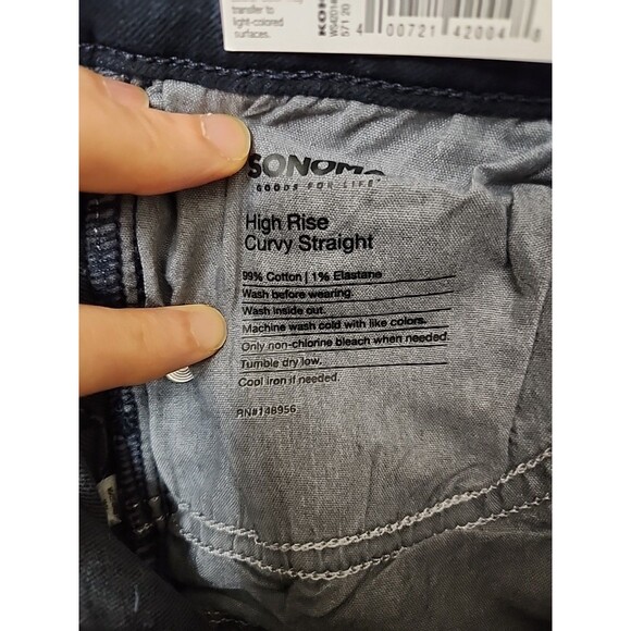 Sonoma Curvy High Rise Straight Jeans Womens 2 Blue Dark Wash Stretch NEW - Picture 9 of 10